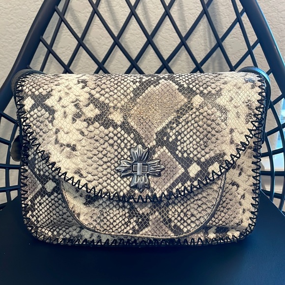 Patricia Nash Bags Patricia Nash Python Collection Crossbody Bag Genuine Leather Blackgray